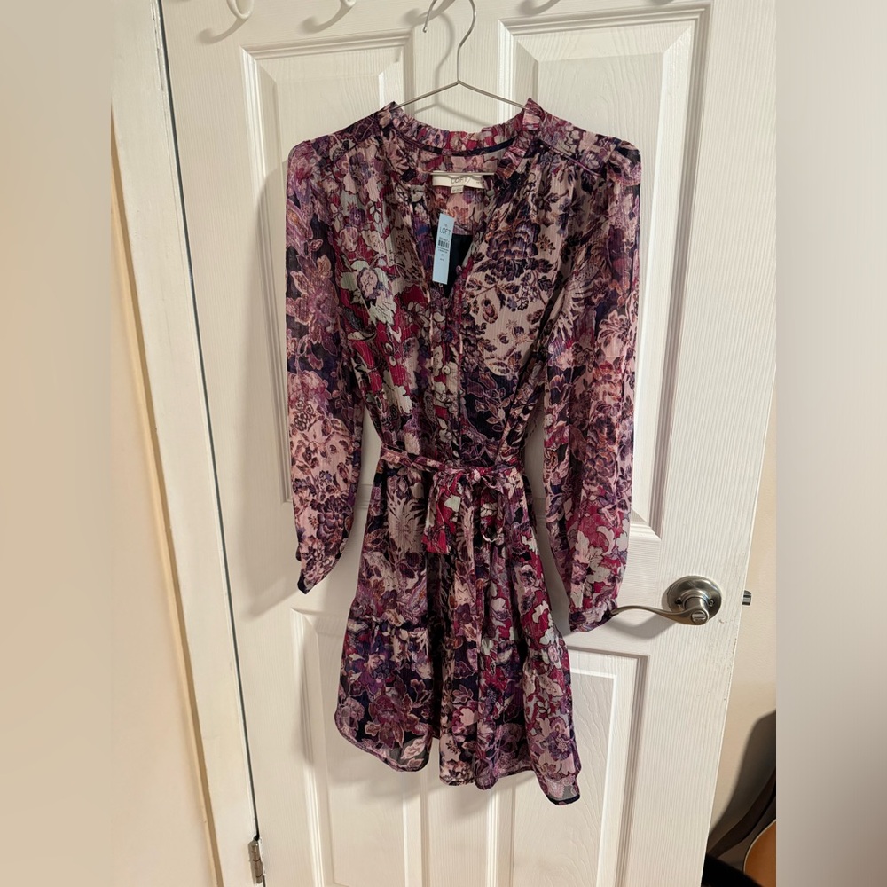 Loft purple flowery dress. New, never worn